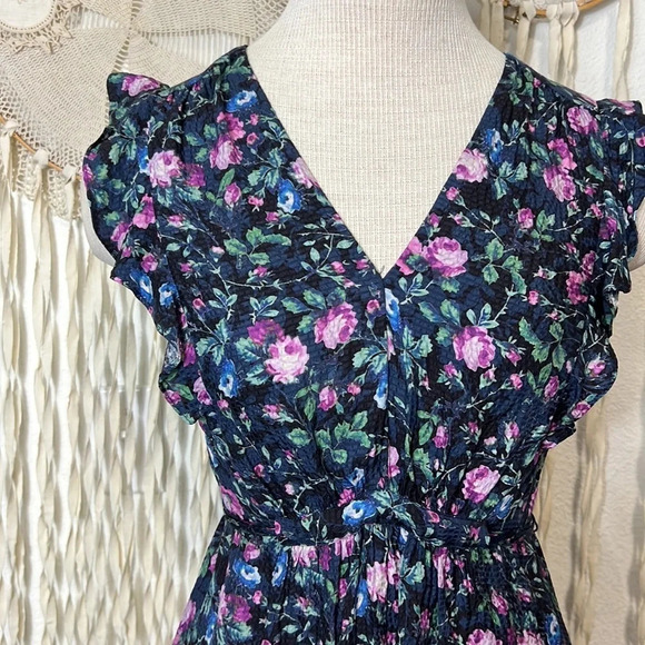 Rebecca Taylor Ruby Floral Hammered Silk Dress size 0 - Picture 3 of 11